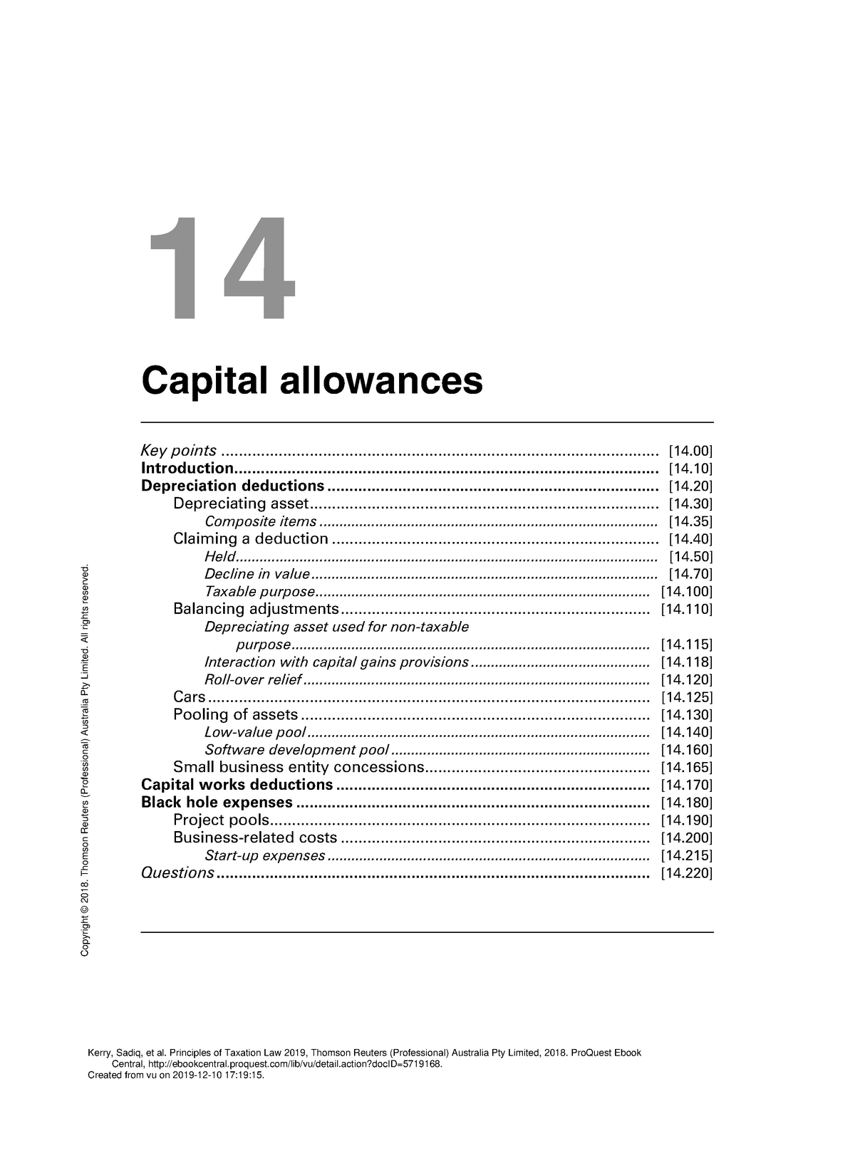 Principles Of Taxation Law 2019 - (14 Capital Allowances) - 14 Capital ...