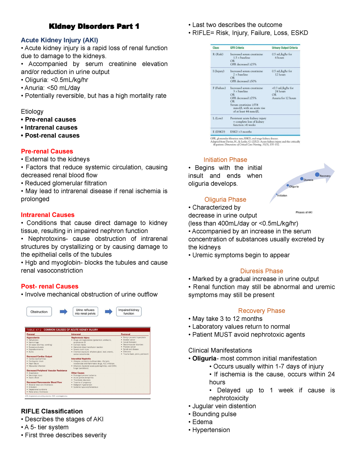 Document (21) - Study Notes - Kidney Disorders Part 1 Acute Kidney ...