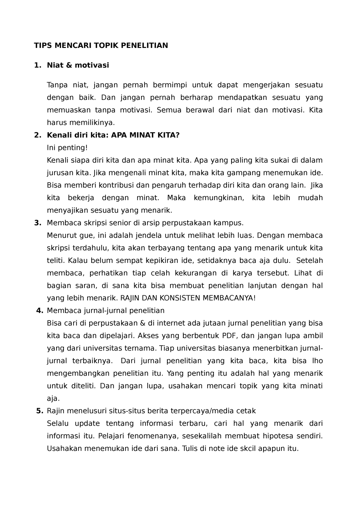 Topik Penelitian Cara Menentukan Penelitian - TIPS MENCARI TOPIK ...