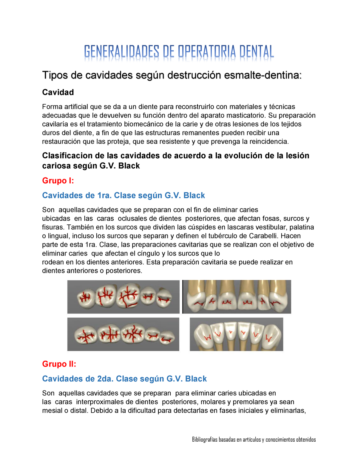 Generalidades De Operatoria Dental Tipos De Cavidades Según Destrucción Esmalte Dentina 2372