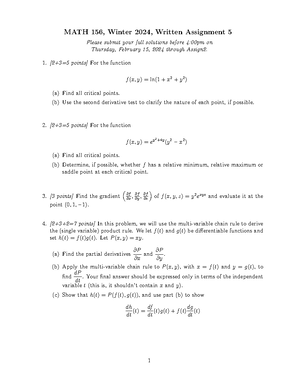 Practice Linear algebra questions Set 1 solutions - MATH 125 Winter ...