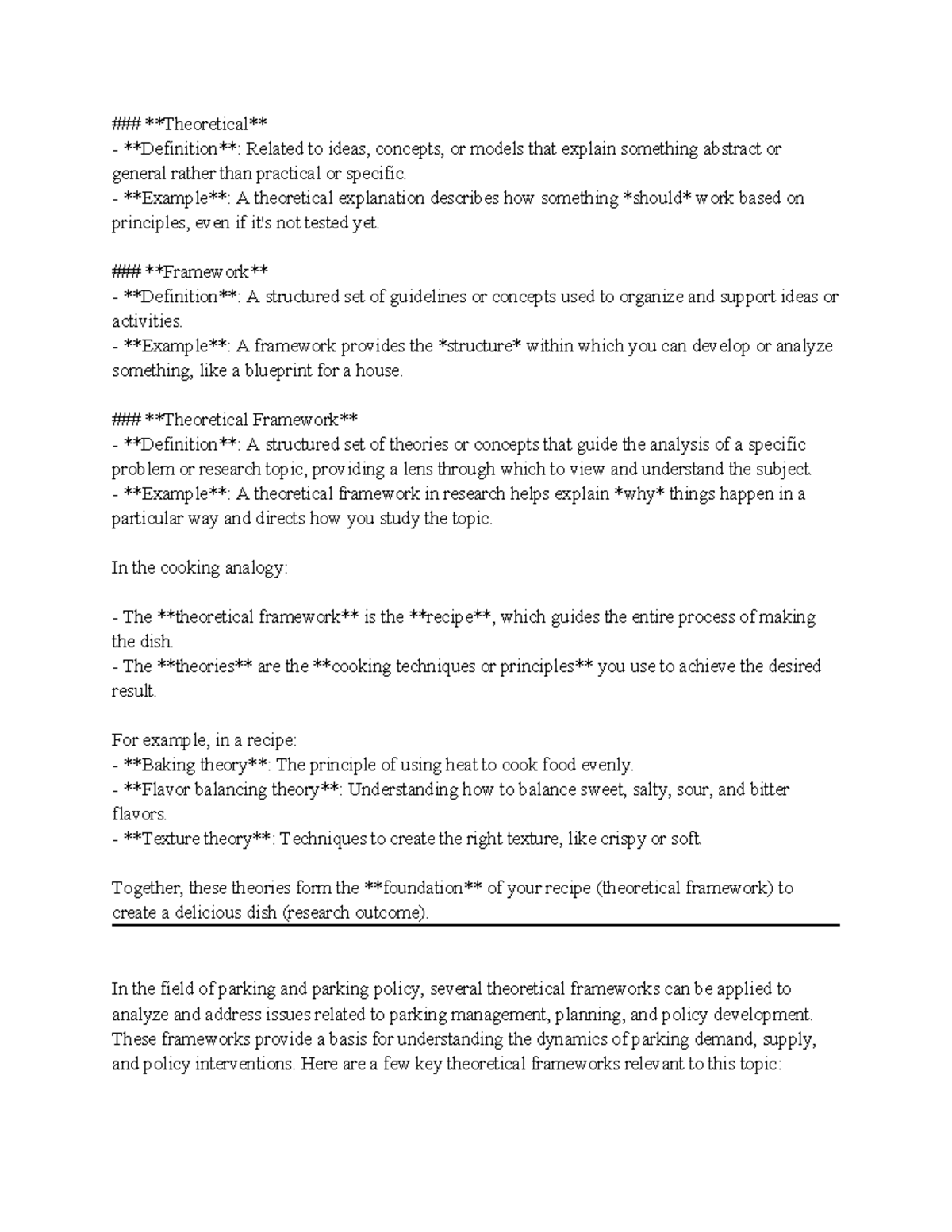 Theoretical frameworks Theoretical Definition Related to ideas