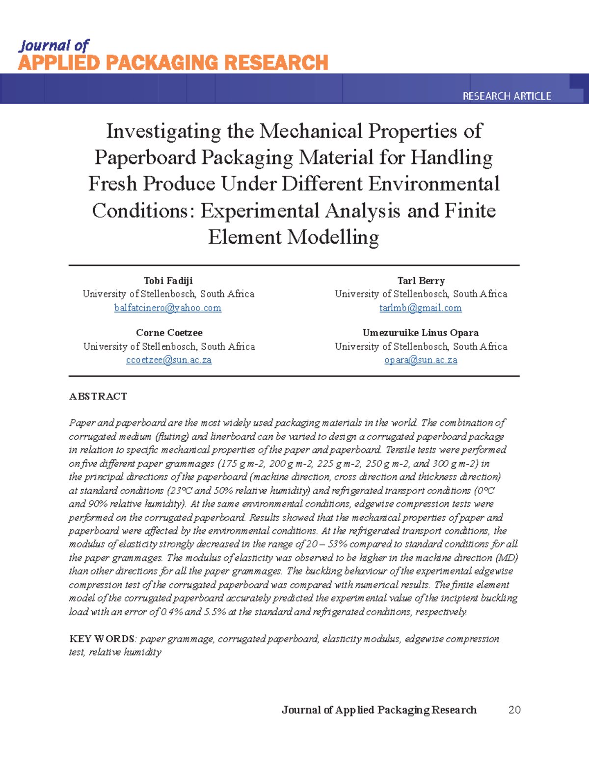 Investigating the Mechanical Properties of Paperboard Packaging M