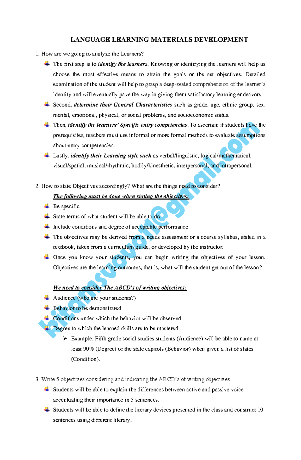 Language Learning Materials Development LANGUAGE LEARNING MATERIALS