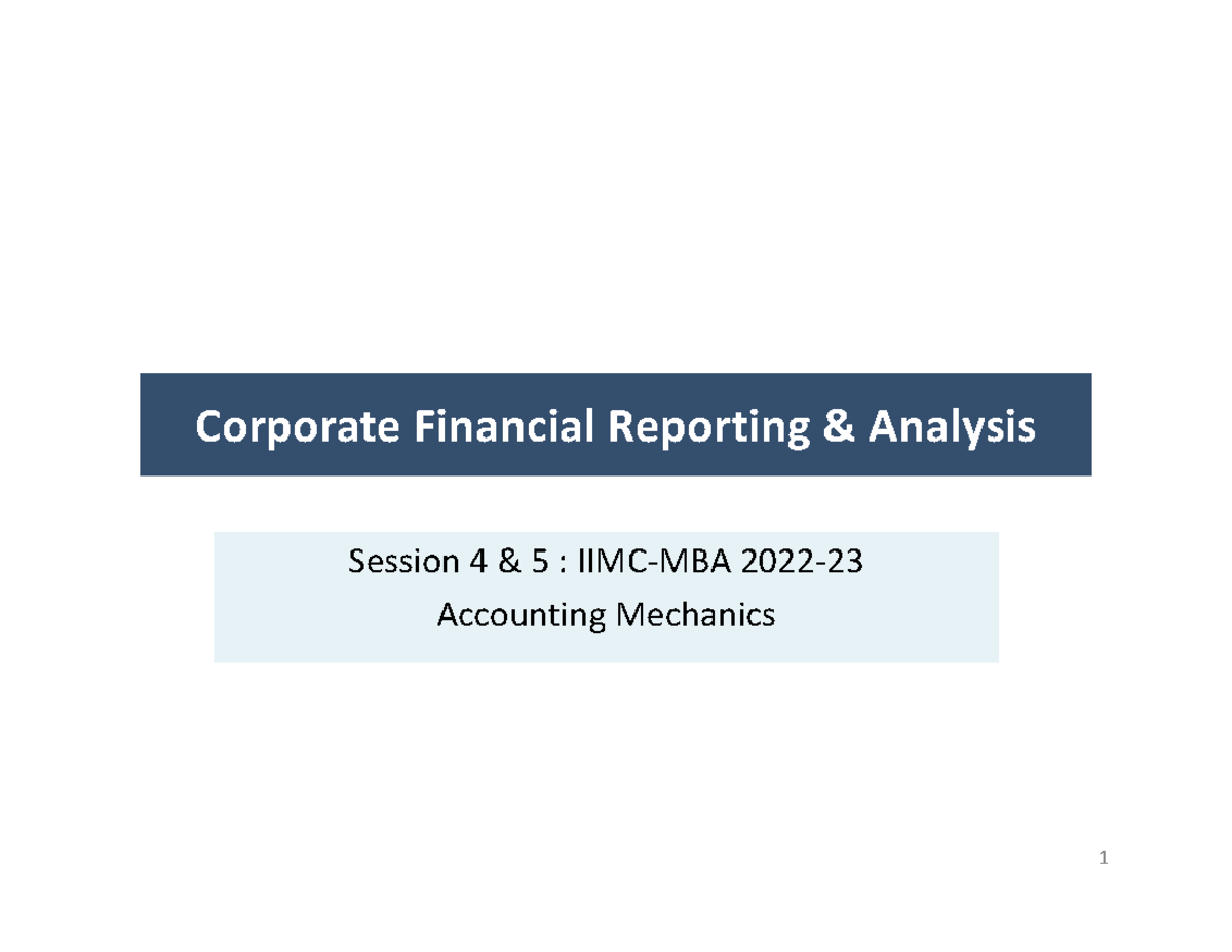 Session 4 5 PGP2022 Accounting Mechanics sent - Corporate Financial ...