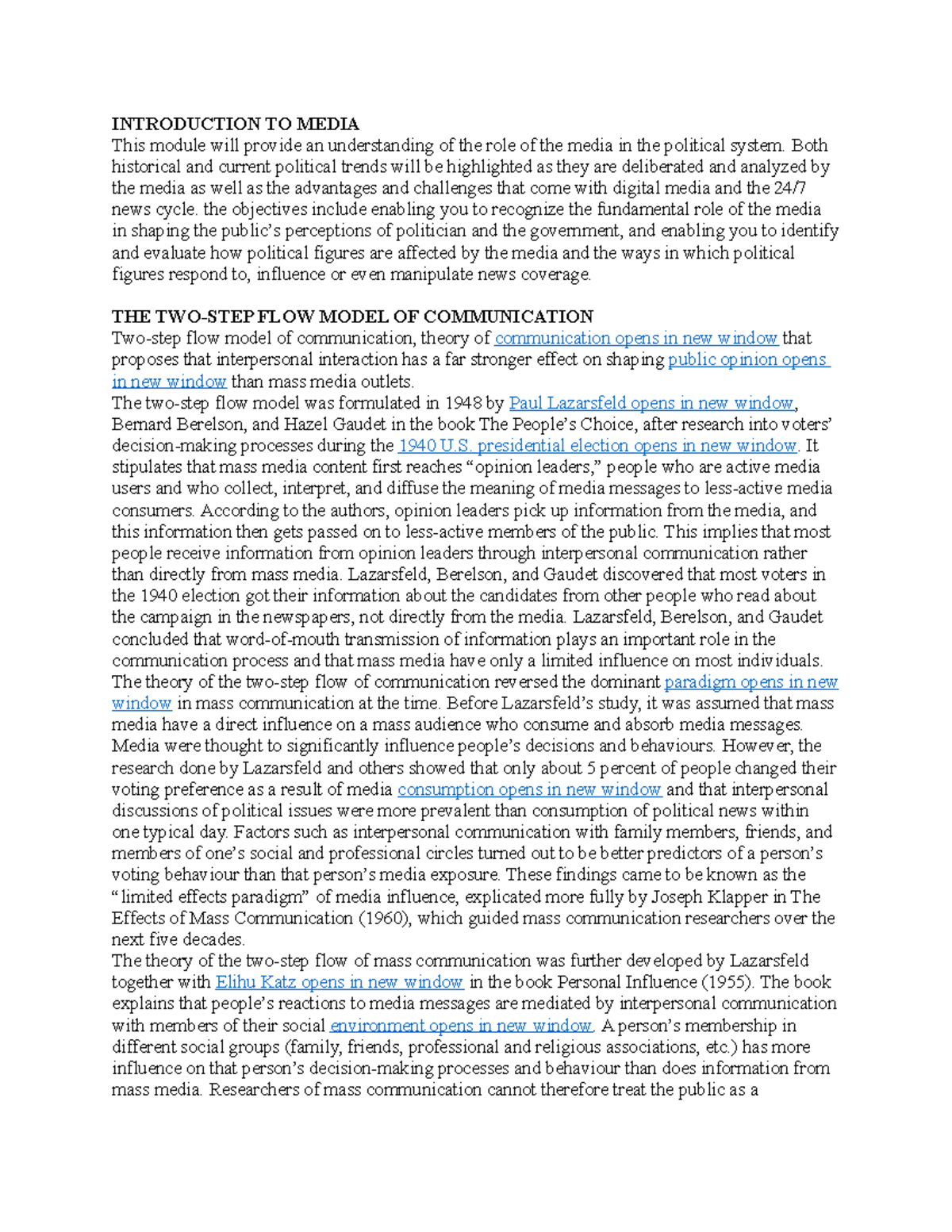 GOV 05 chapter 12 - INTRODUCTION TO MEDIA This module will provide an ...