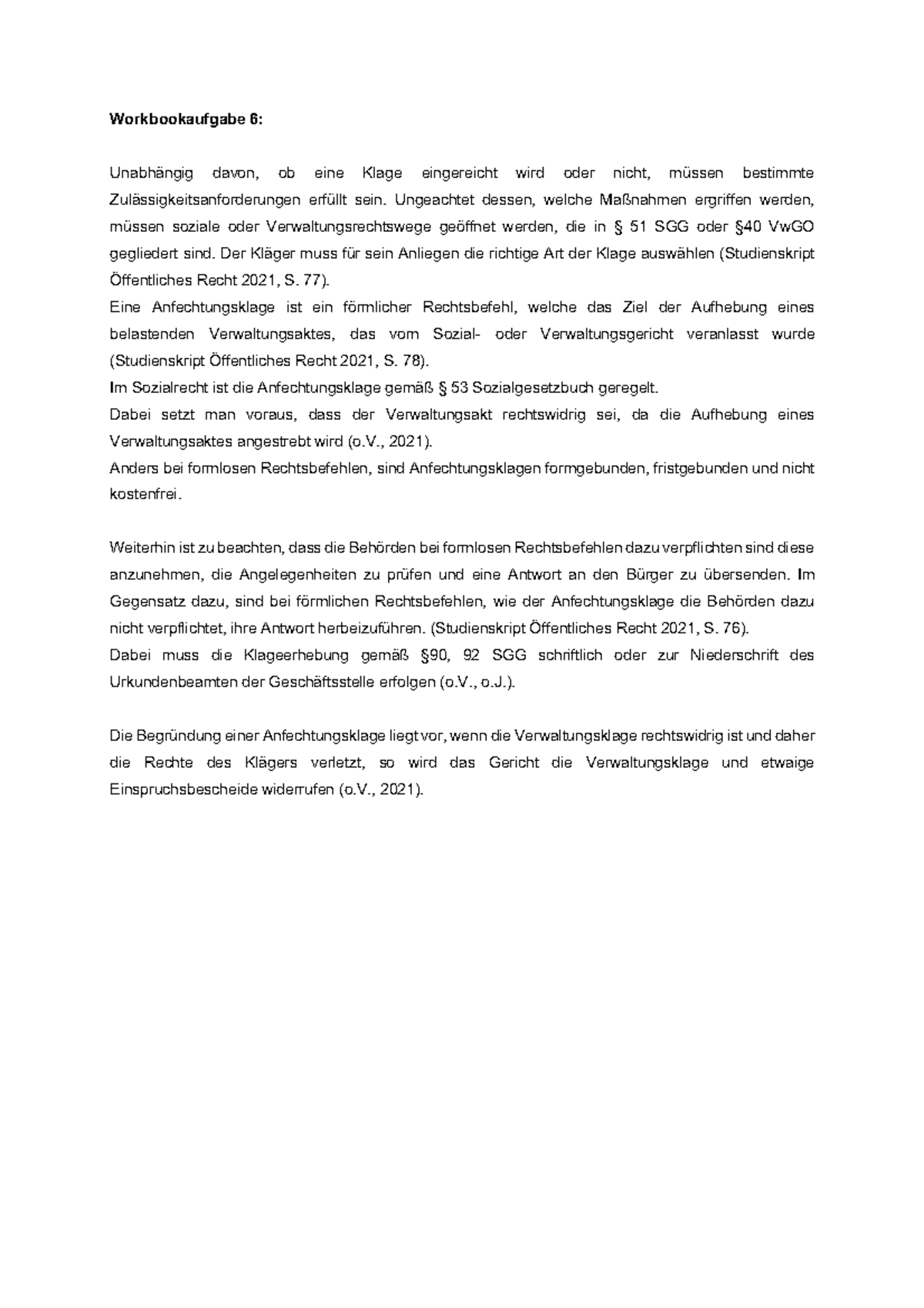 Modul Öffentliches Recht Hausarbeit - Workbookaufgabe 6: Unabhängig