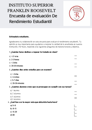 Hoja de Trabajo Imprimible Encuesta de Evaluación del Desempeño Docente ...