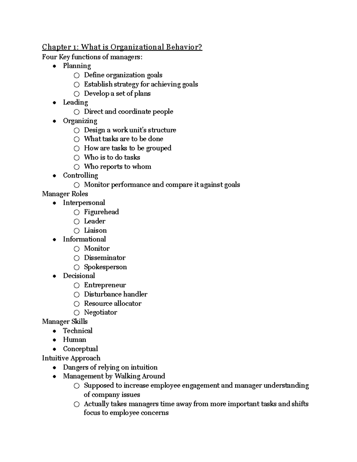 Exam 1 Review - Chapter 1: What Is Organizational Behavior? Four Key ...