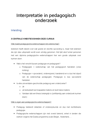 Samenvatting Interpretatie Alles - Interpreteren, Onderzoeken En ...