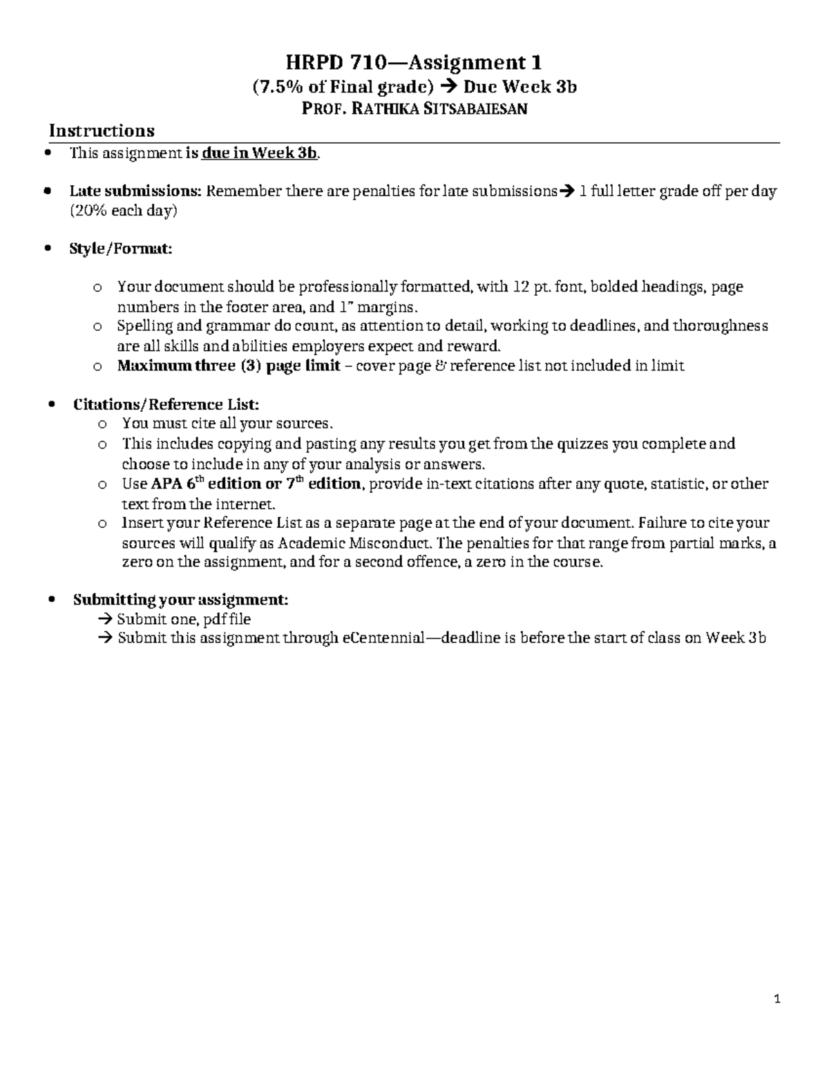 HRPD 710 - Assignment 1 - Individual Conflict Management Styles - HRPD ...