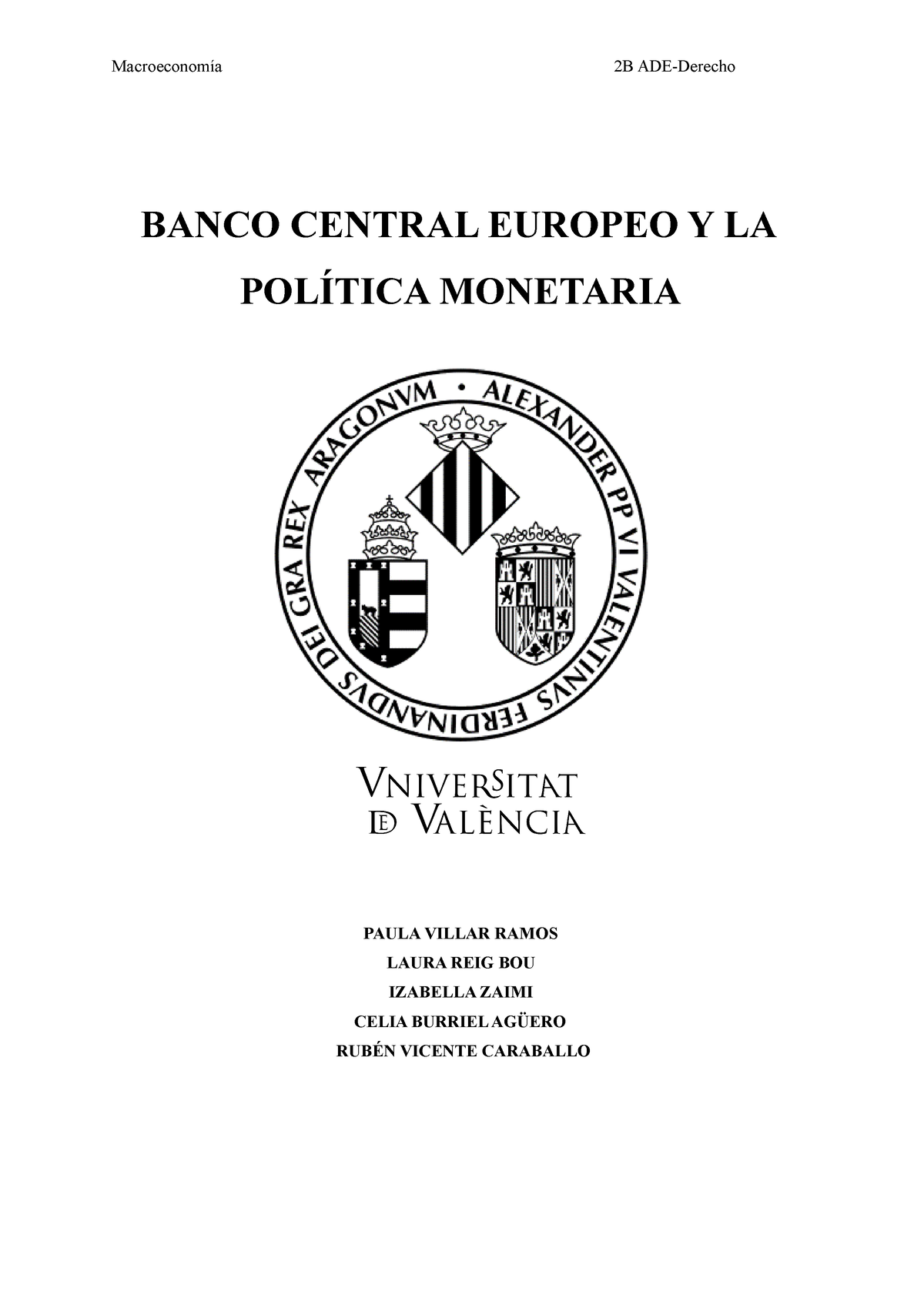 27‐4 Bce Política Monetaria Banco Central Europeo Y La PolÍtica Monetaria Paula Villar Ramos 5687