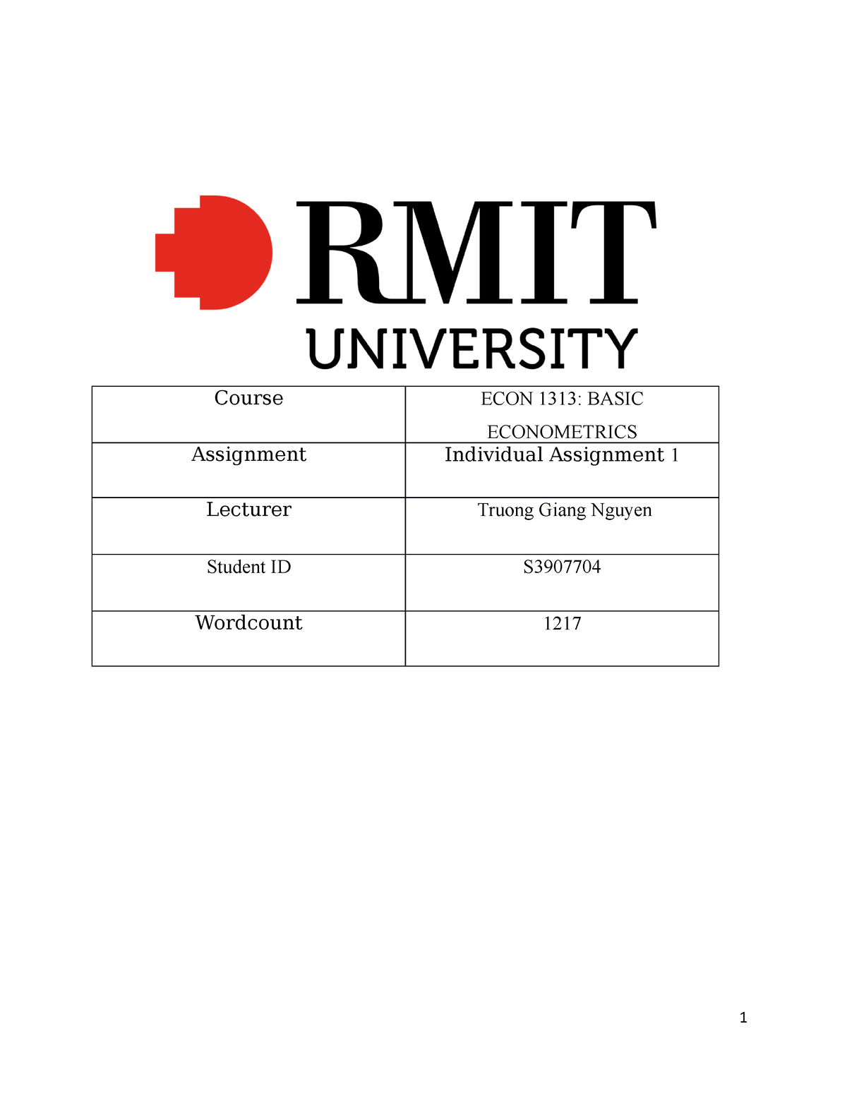 basic econometrics assignment