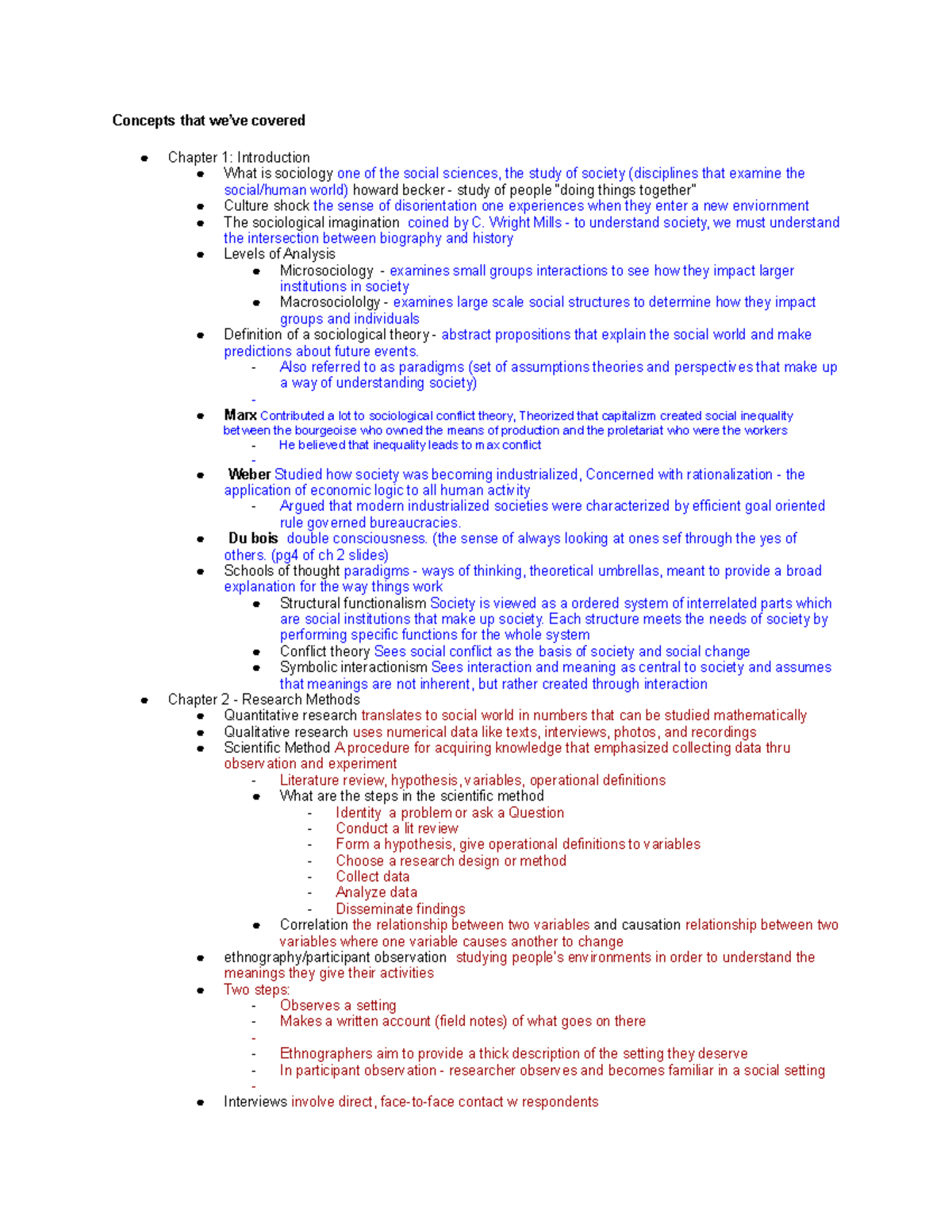Complete socy midterm review - Concepts that we’ve covered Chapter 1 ...