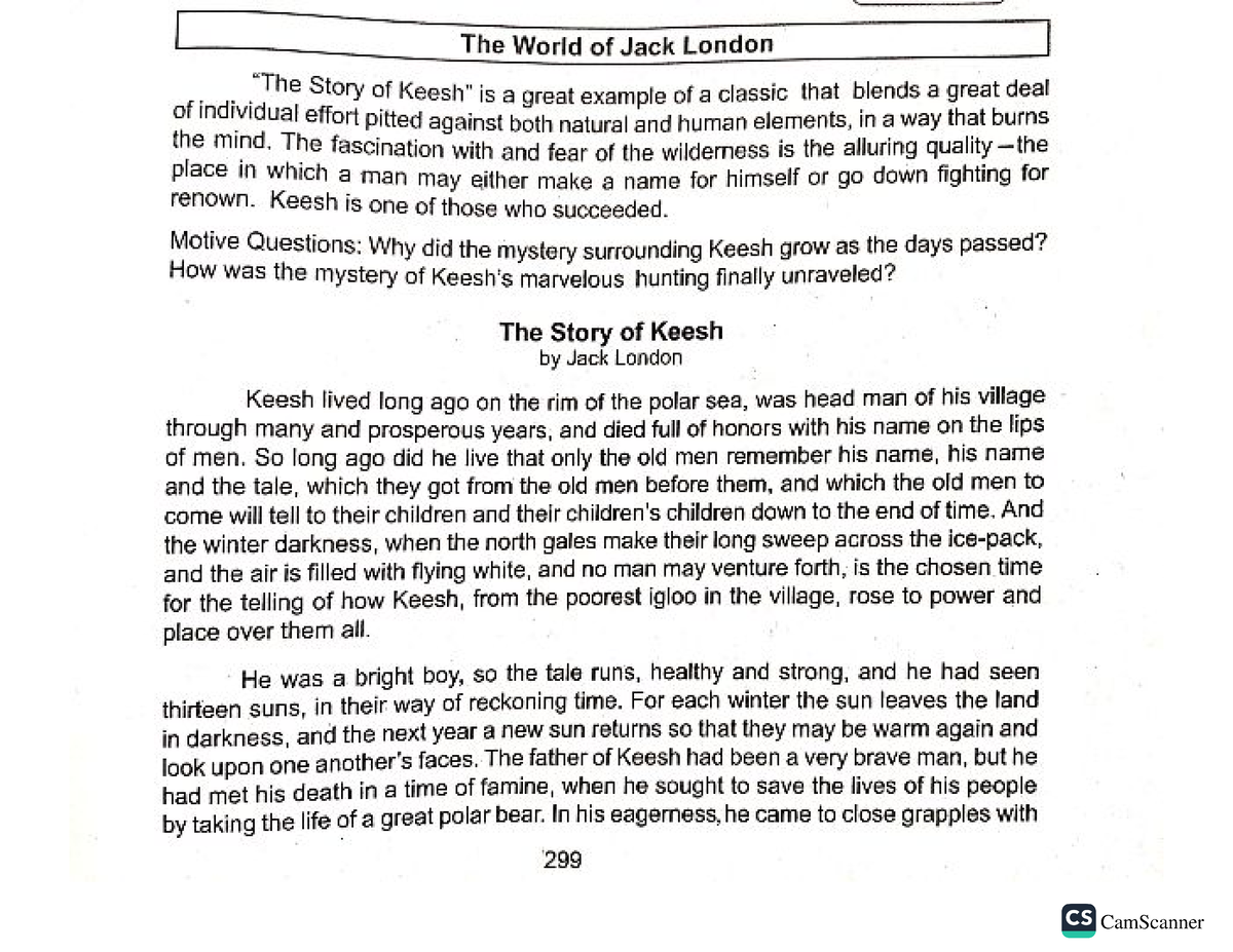 essay about story of keesh