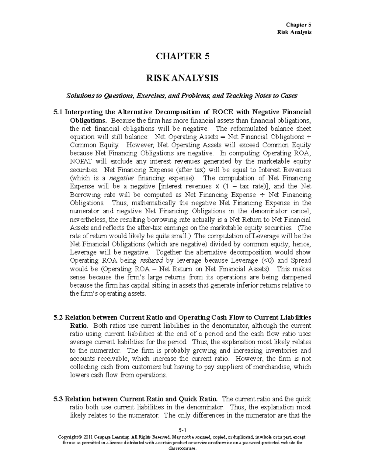 [FMT 5] FSA - Key - Chapter 5 - Risk Analysis CHAPTER 5 RISK ANALYSIS ...