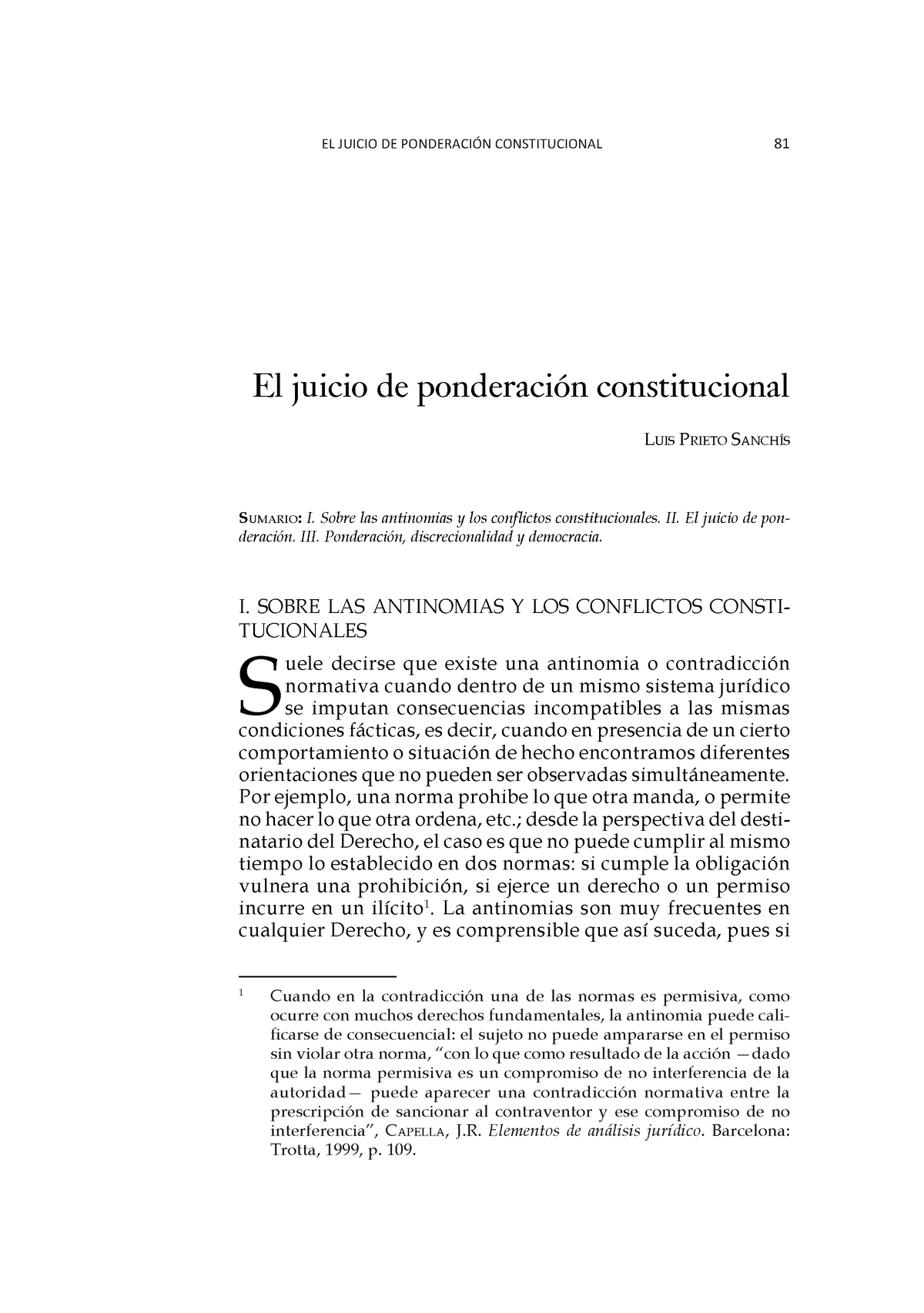 Prieto Sanchis - Juicio De Ponderación Constitucional - EL JUICIO DE ...