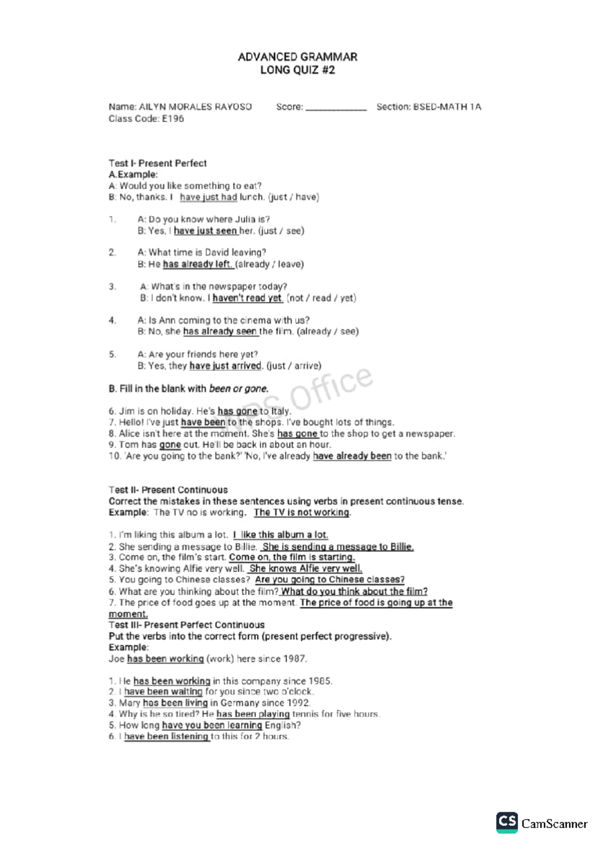 Verb Tenses, Aspects and Advanced Grammar in English Studocu