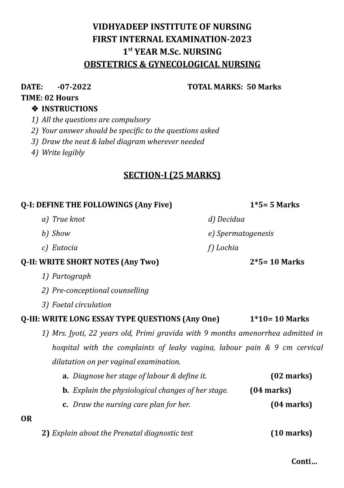 msc nursing obg thesis