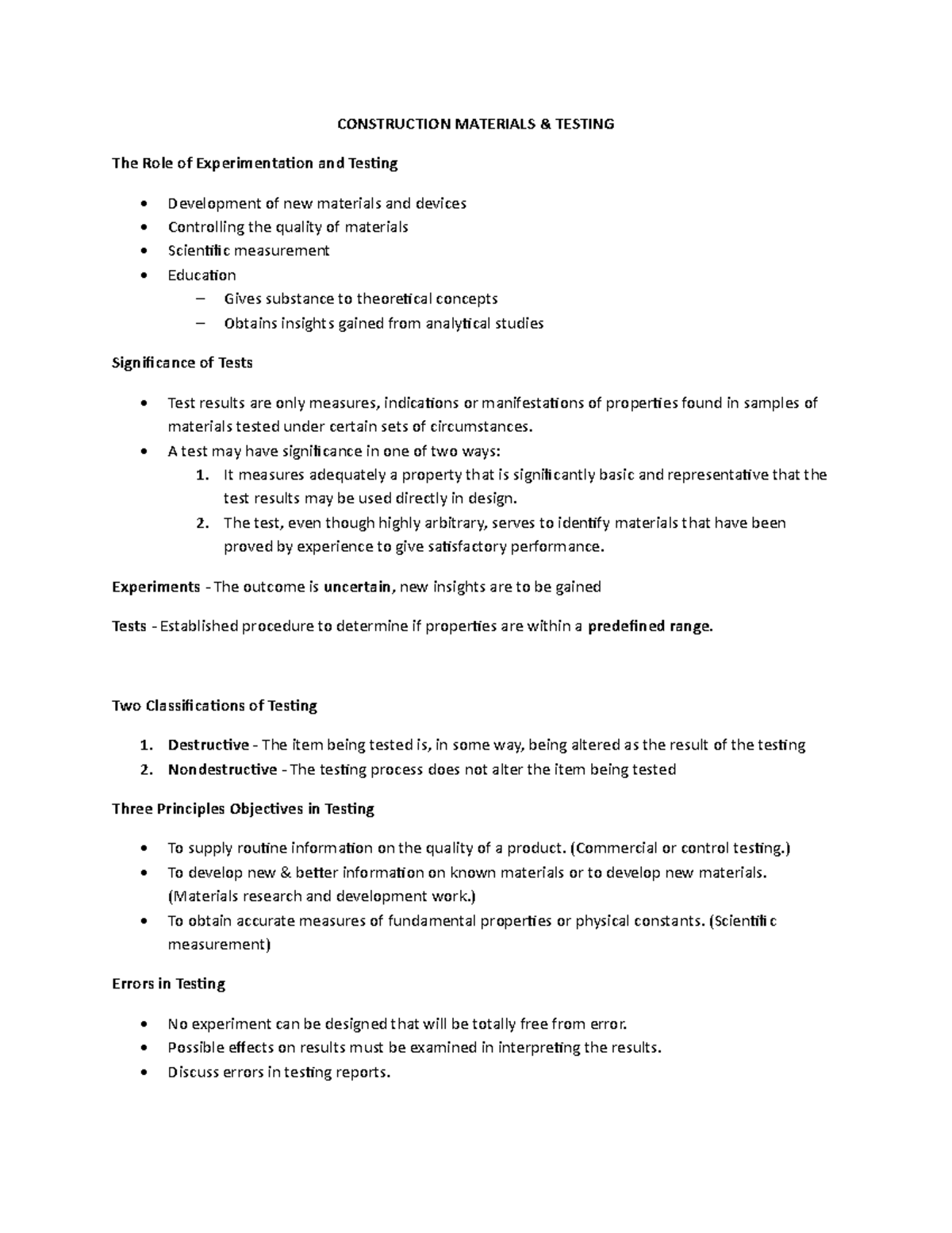 Construction Materials - Introduction Notes - CONSTRUCTION MATERIALS ...