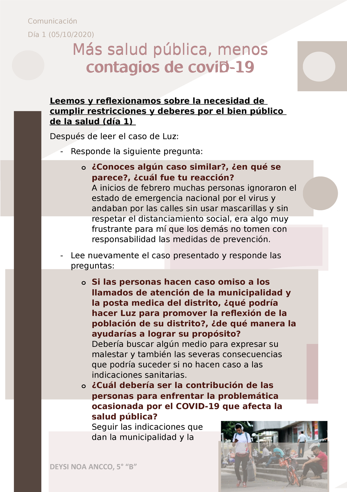 Semana 27; Deysi Noa - Leemos Y Reflexionamos Sobre La Necesidad De ...