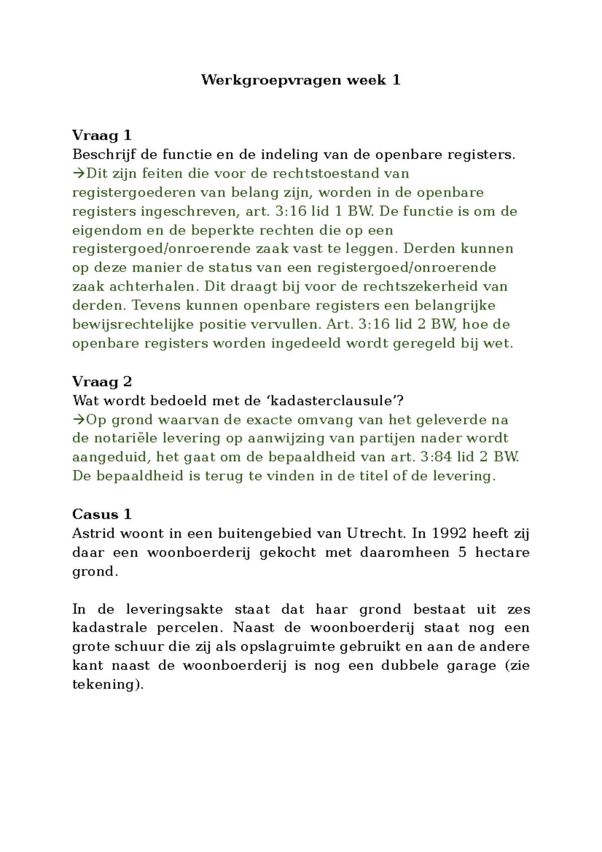 Werkgroepvragen Week 1, Registergoederenrecht - Werkgroepvragen Week 1 ...