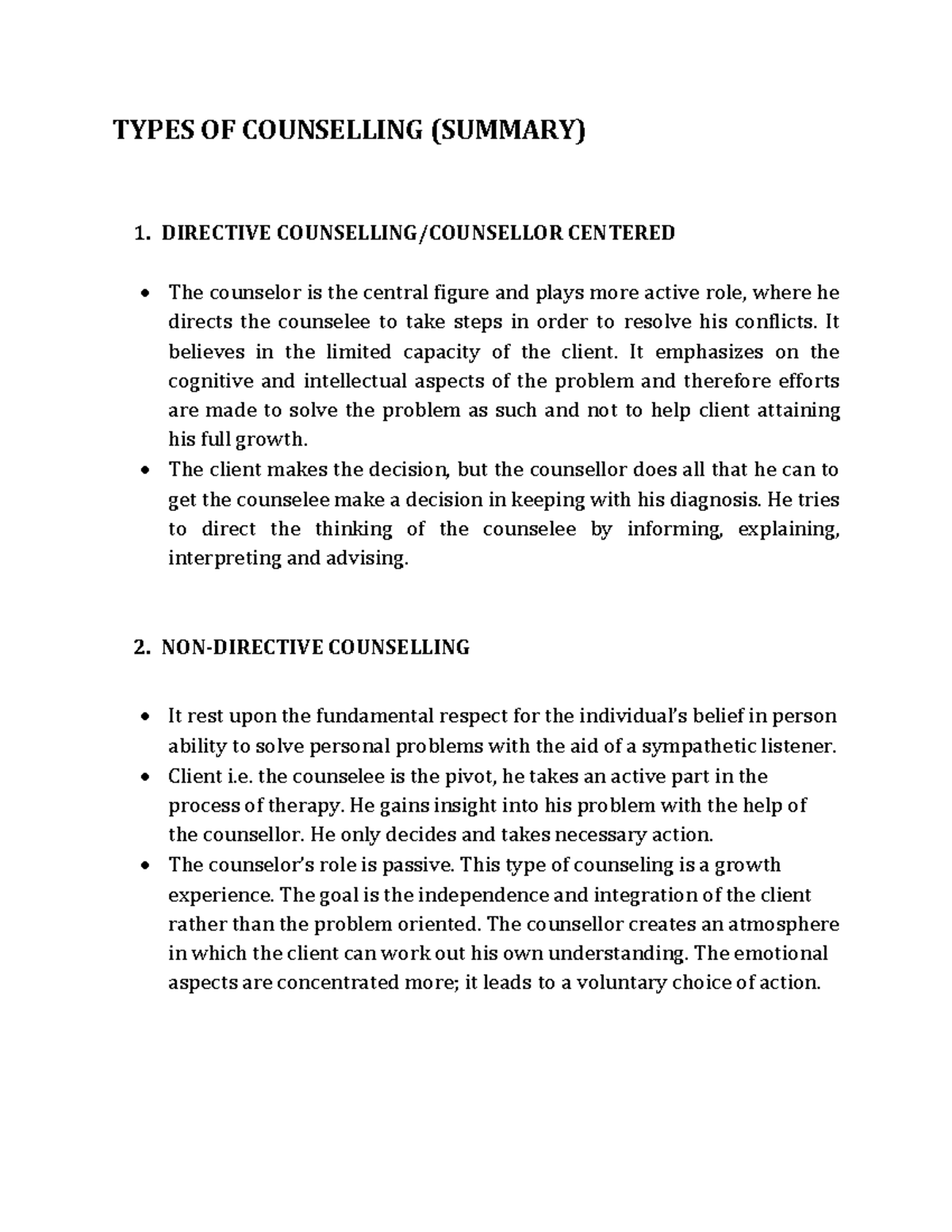 Types of Counselling and Basic Skill in Counselling - TYPES OF ...