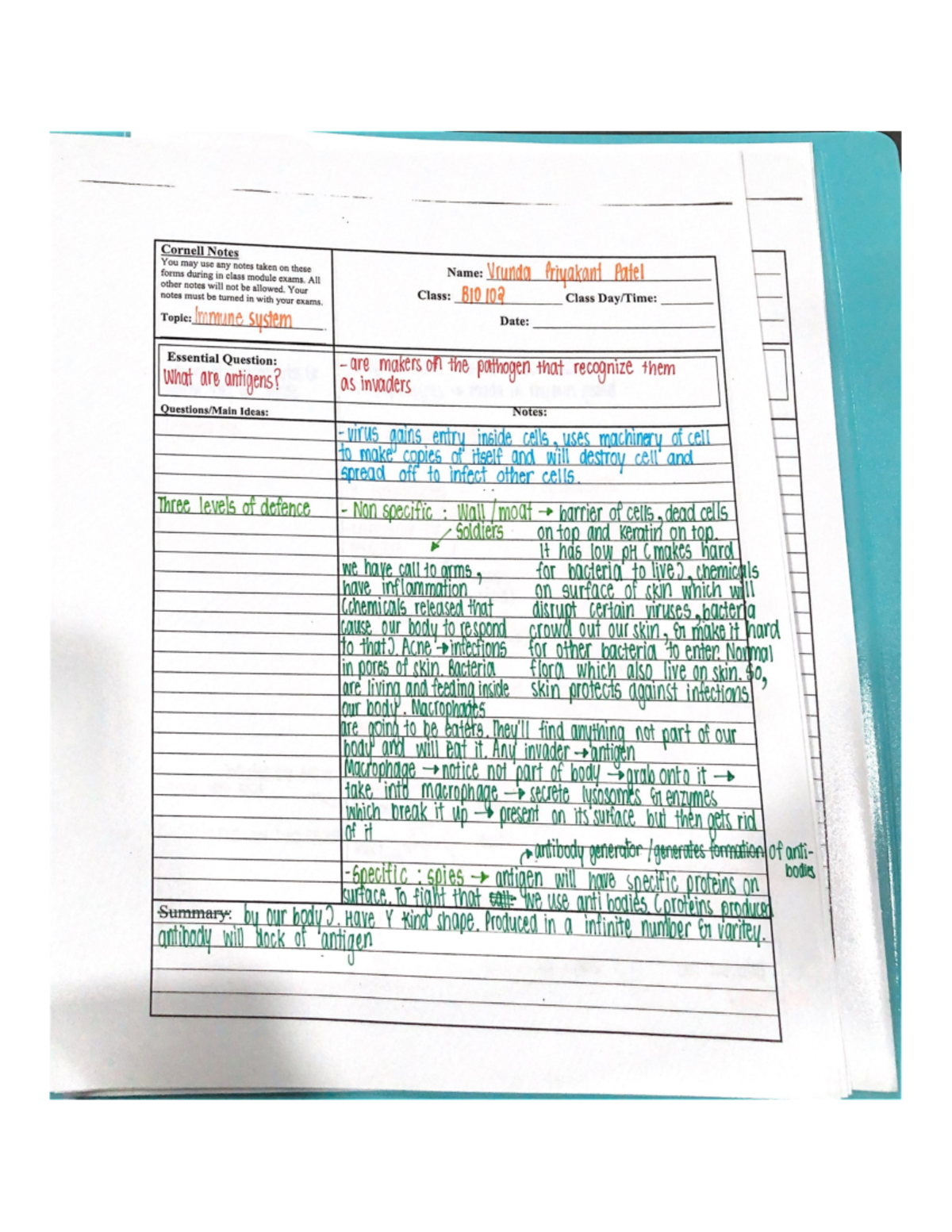 Immune System - Very useful for exams - BIO102 - Studocu