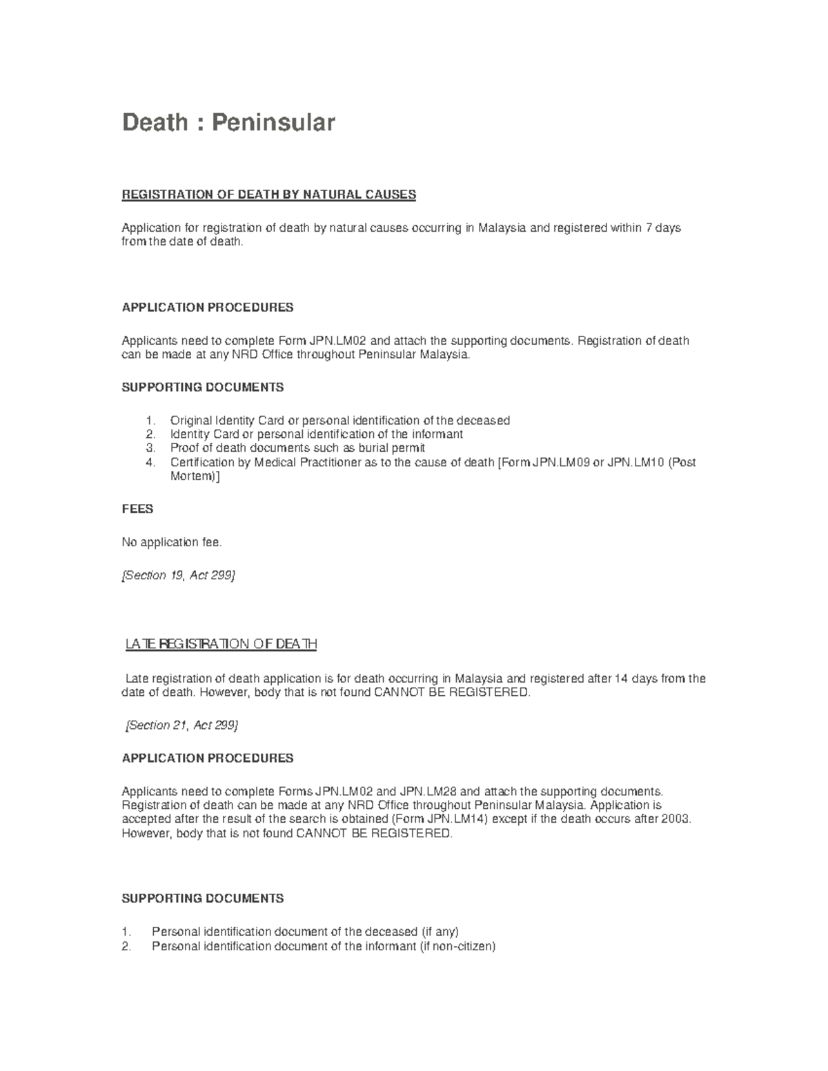 Death Registration Procedure Malaysia - Death : Peninsular REGISTRATION ...