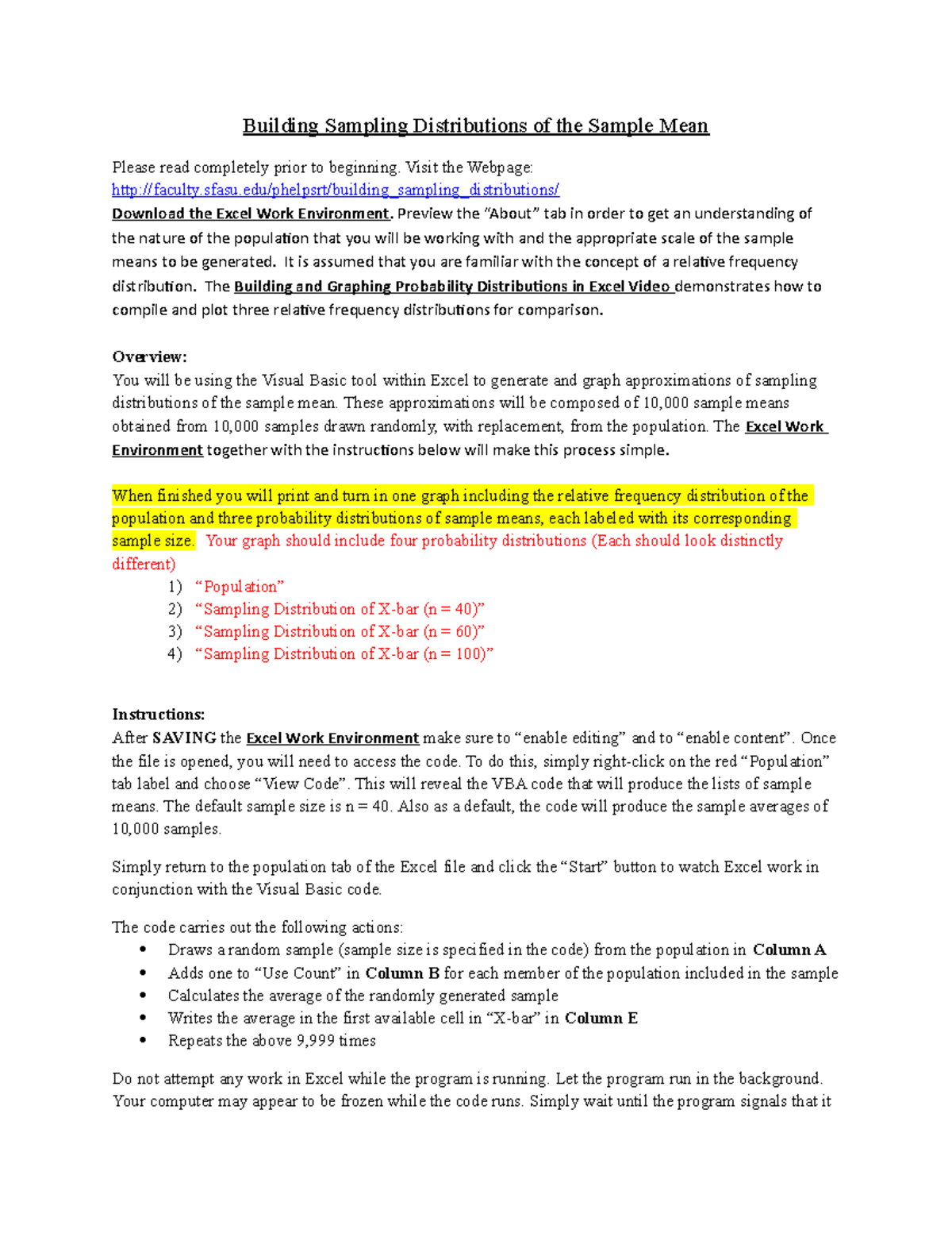 Building Sampling Distributions Assignment - Building Sampling ...