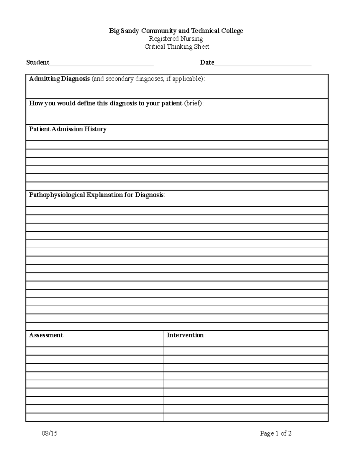 critical thinking flow sheet for nursing students