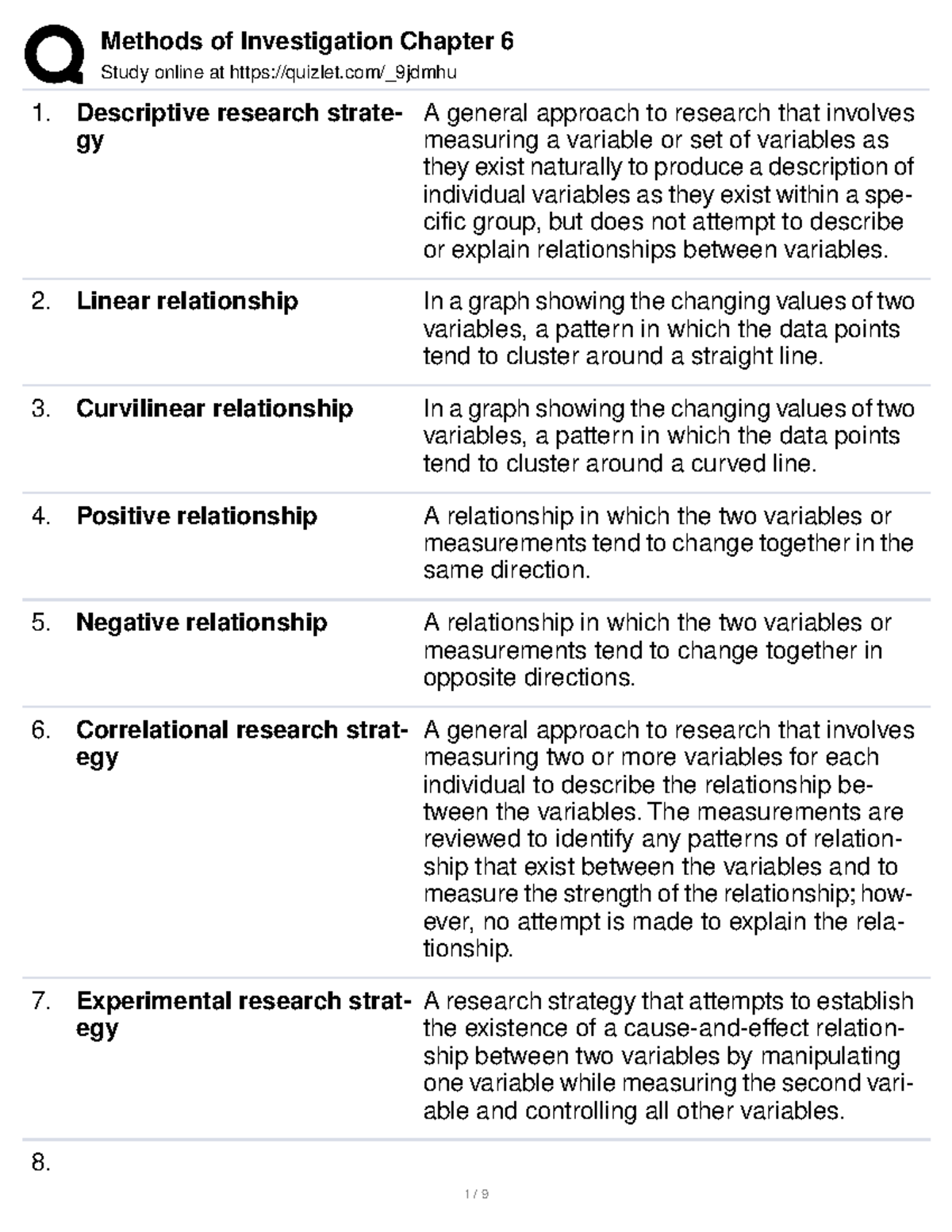 Methods of Investigation Chapter 6 - Study online at quizlet/_9jdmhu ...