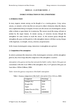 Remote sensing lecture 1 - MODULE – 1 LECTURE NOTES – 1 BASIC CONCEPTS ...