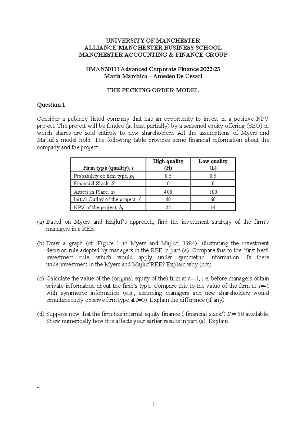 POT question lecture notes UNIVERSITY OF MANCHESTER ALLIANCE