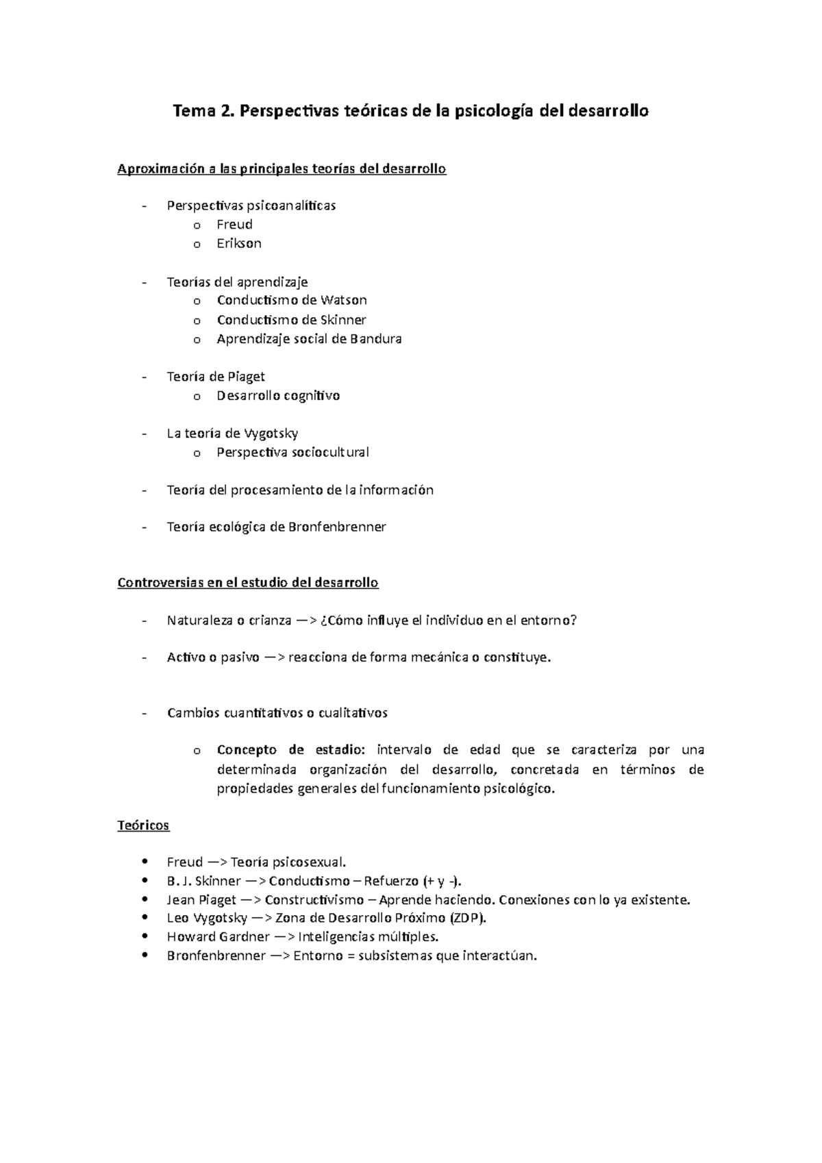 Tema 2 Perspectivas Teóricas De La Psicología Del Desarrollo Tema 2 Perspectivas Teóricas De 4616