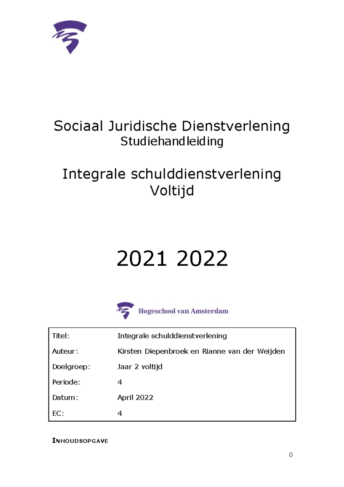 Studiehandleiding 21-22 ISDV Voltijd - Sociaal Juridische ...