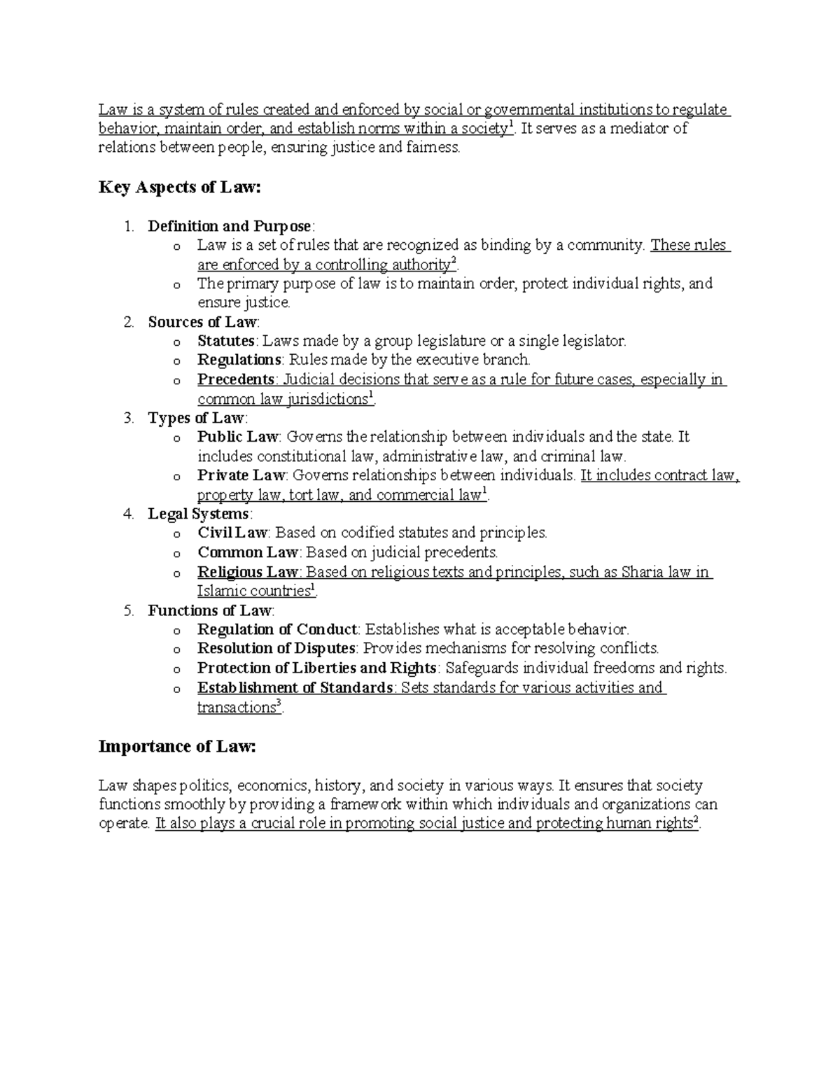 LAW - FGEWTRETR - Law is a system of rules created and enforced by ...