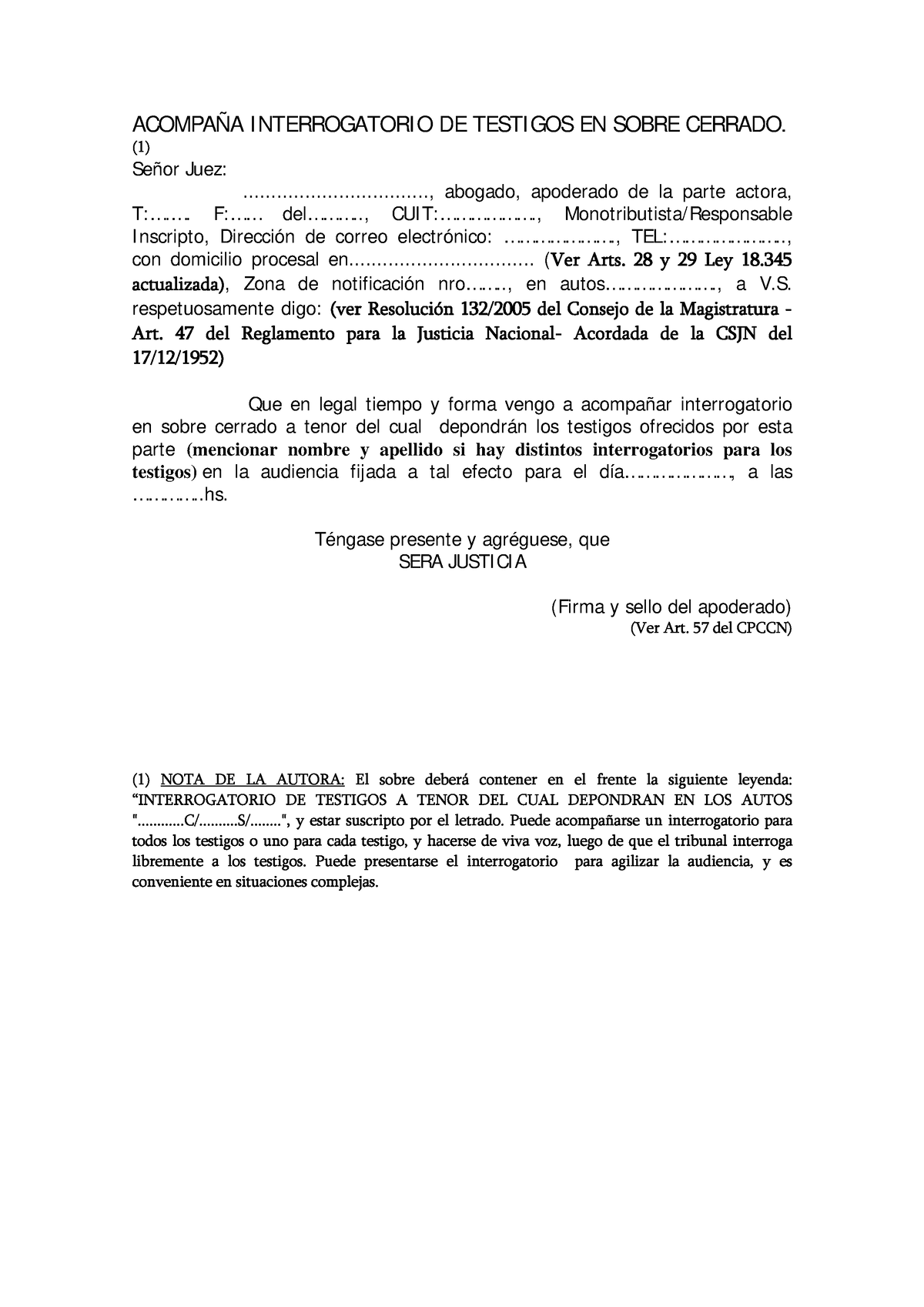 Acompaña interrogatorio de testigos en sobre cerrado 18 - ACOMPAÑA I  NTERROGATORI O DE TESTI GOS EN - Studocu