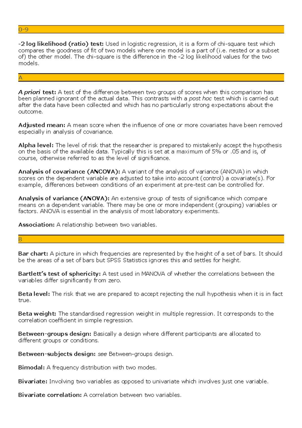 Glossary of terms - 0- 2 log likelihood (ratio) - Studocu