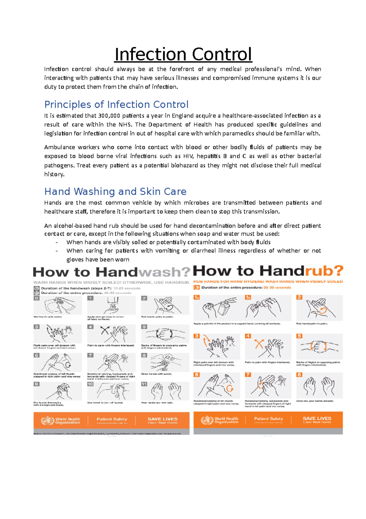 Infection Control - One Section Of The Module. - Infection Control ...