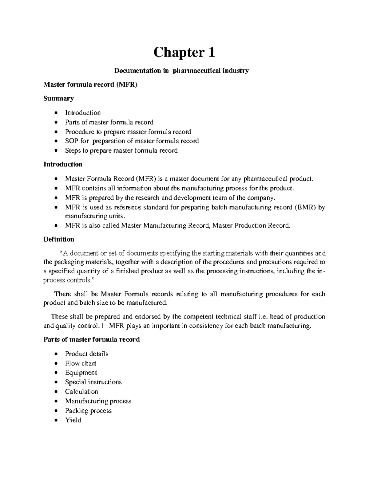 RA UNIT- 1 - ... - Chapter 1 Documentation in pharmaceutical industry ...