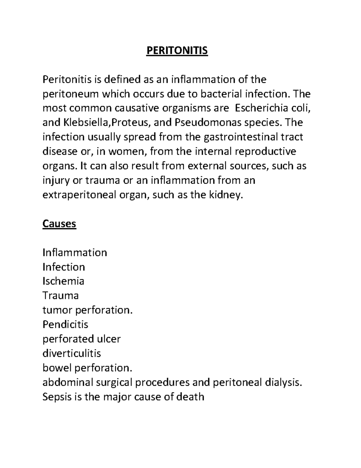 Peritonitis - This Study Material Is For Nursing Students To Improve ...