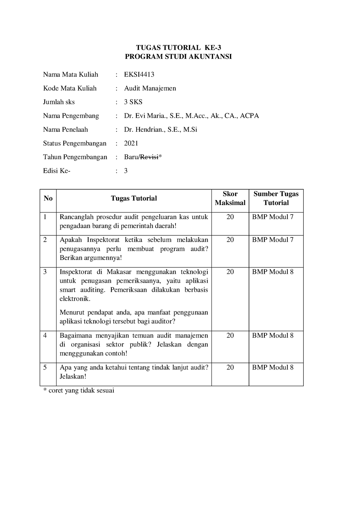 Tugas 3 Audit Manajemen - TUGAS TUTORIAL KE- 3 PROGRAM STUDI AKUNTANSI ...