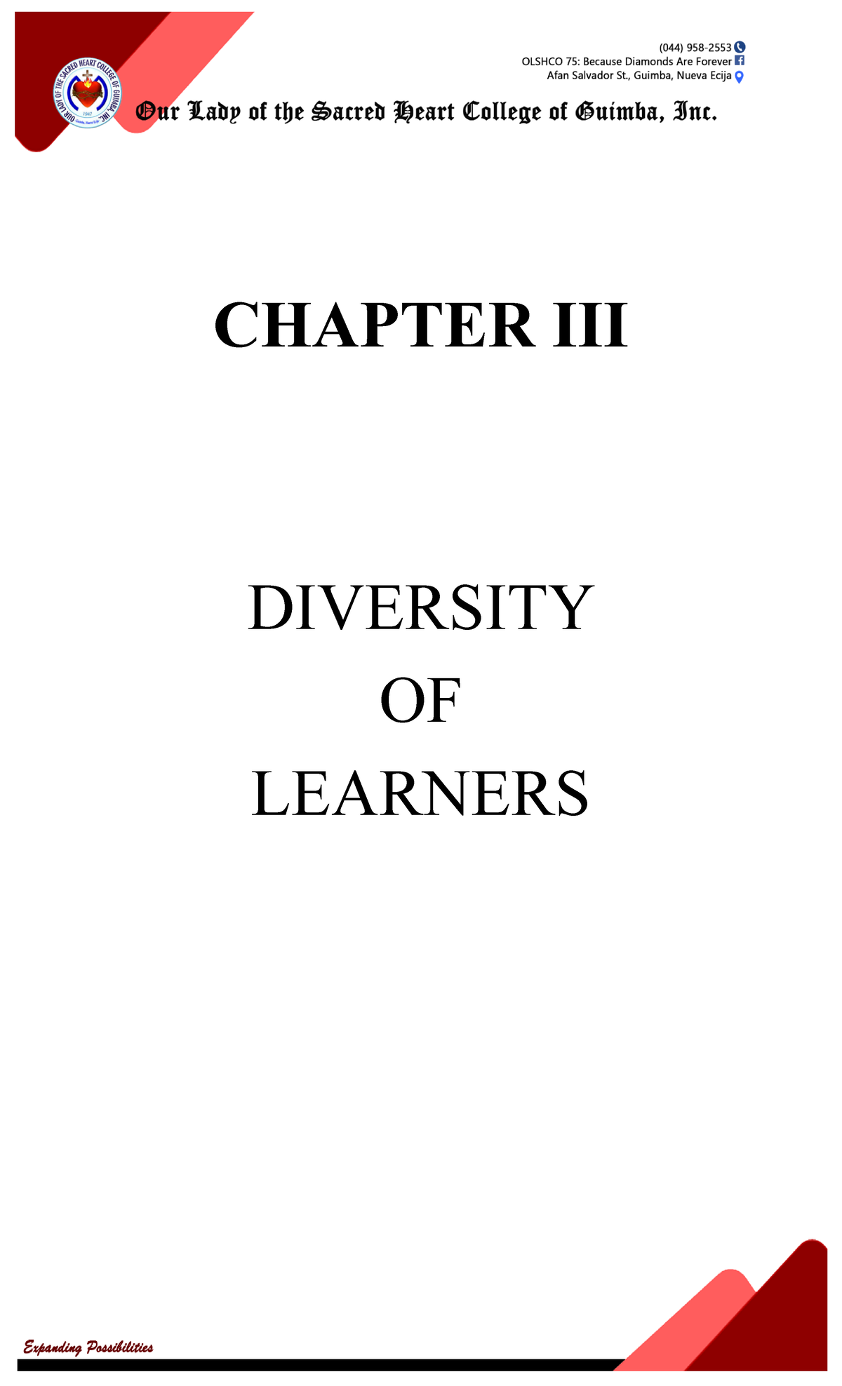 Chapter II1 - ENJOY BROWSING - CHAPTER III DIVERSITY OF LEARNERS Lesson ...