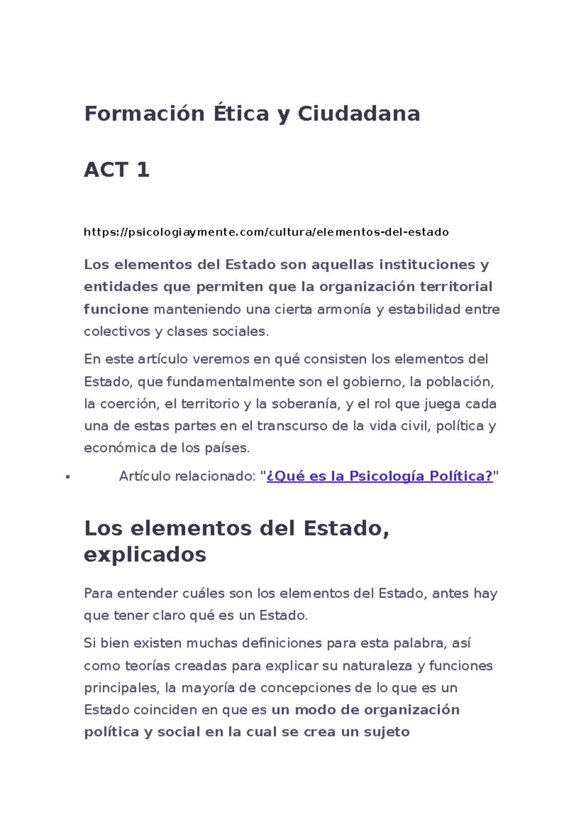 Formación Ética Y Ciudadana - Estado - ESO - Formación Ética Y ...