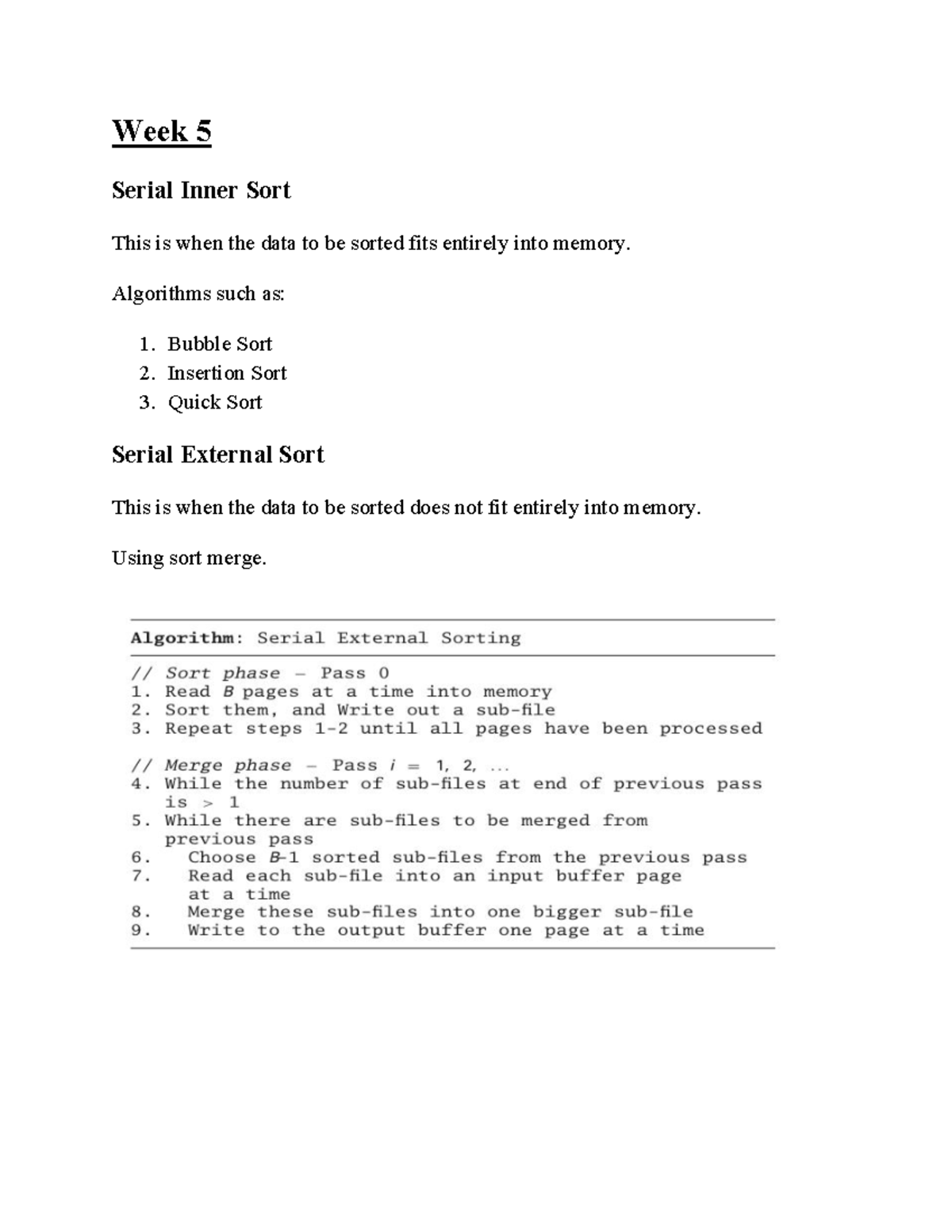 Week 5 Serial and Parallel Sorting and Grouping Methods - Studocu