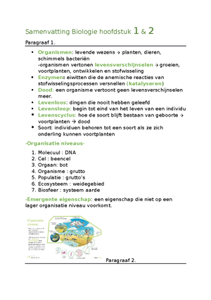 Cellen & Organisatieniveaus Van De Biologie - Samenvatting Biologie ...