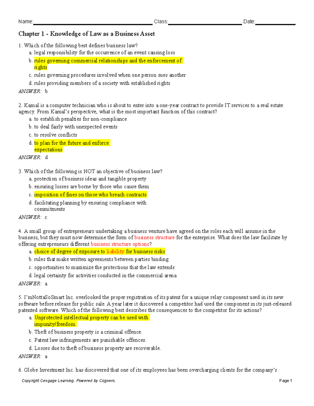 Chapter 1 Knowledge OF LAW AS A Business - Chapter 1 - Knowledge Of Law ...