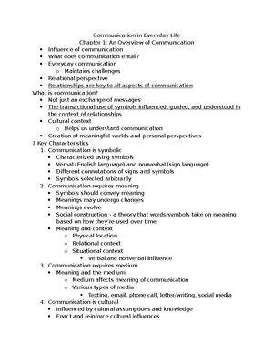 Chapter 4 notes - Communication in Everyday Life Chapter 4: Nonverbal ...