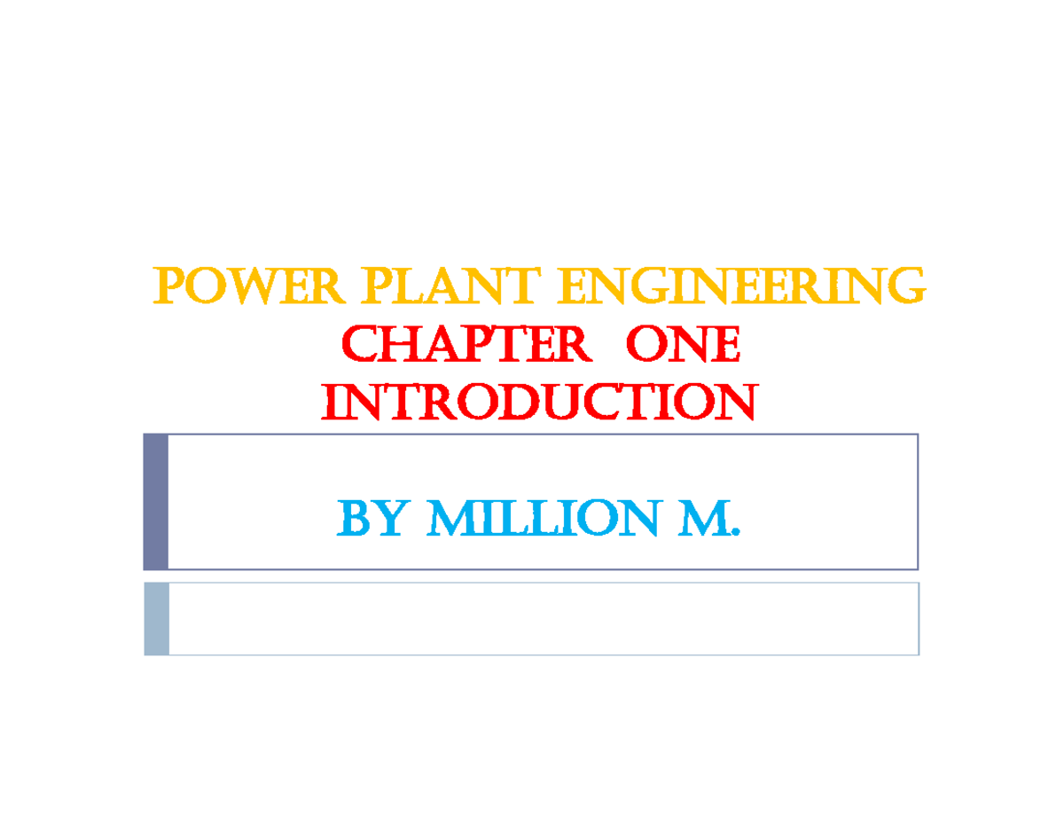 Chapter 1 - jimma university lecture note - Power Plant engineering ...